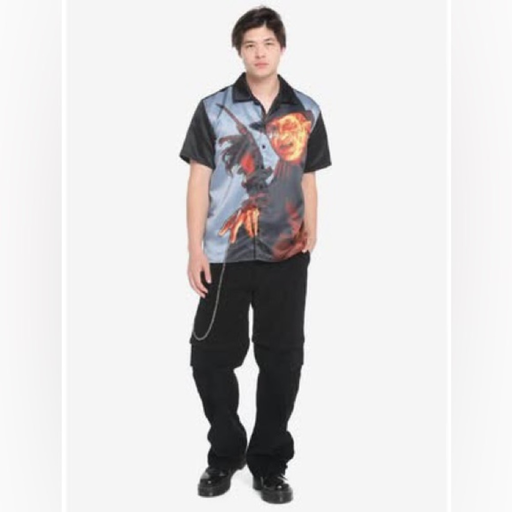 BNWT FREDDY VS. JASON WOVEN BUTTON-UP SHORT SLEEVE